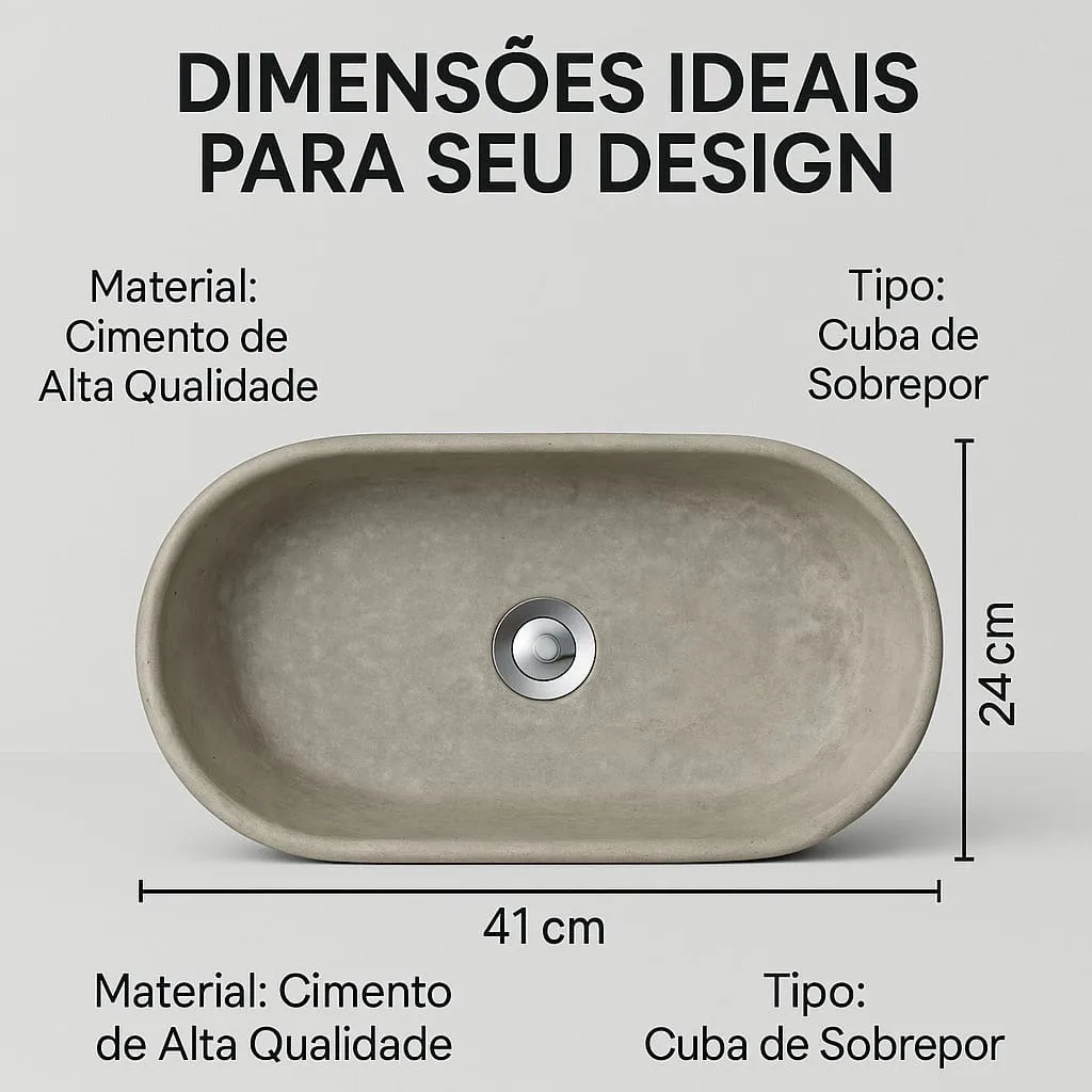 Cuba De Cimento Oval De Sobrepor.